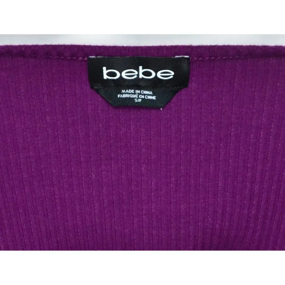 Bebe Bodycon Ribbed Cutout Back Long Sleeve Dress Purple Size S/P